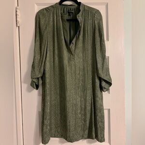 Banana Republic Snakeskin Print Long Sleeve Utility Mini Shirt Dress